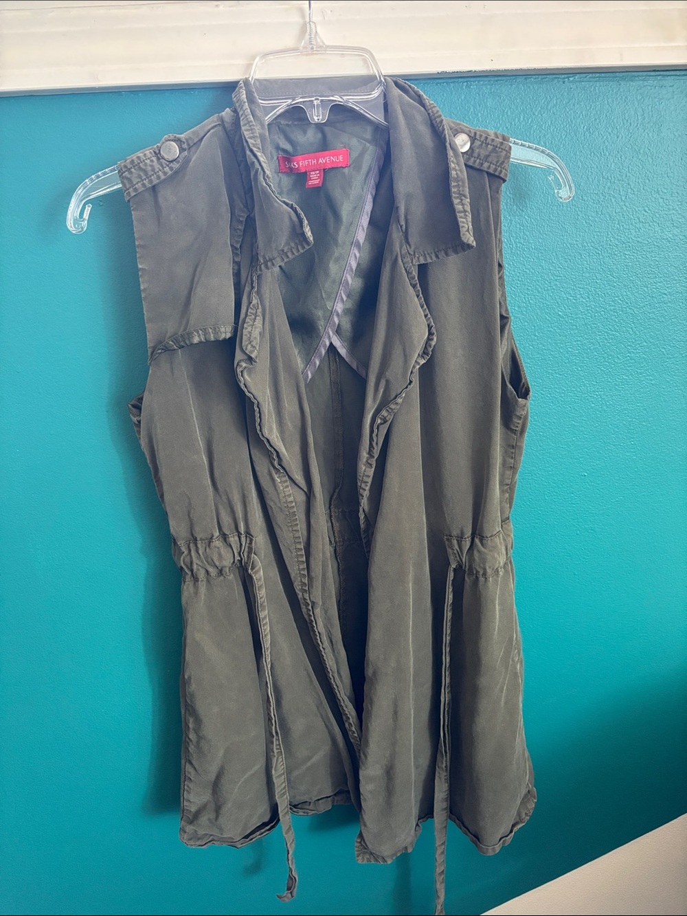 Saks Fifth Avenue Olive Green Sleeveless Utility Vest